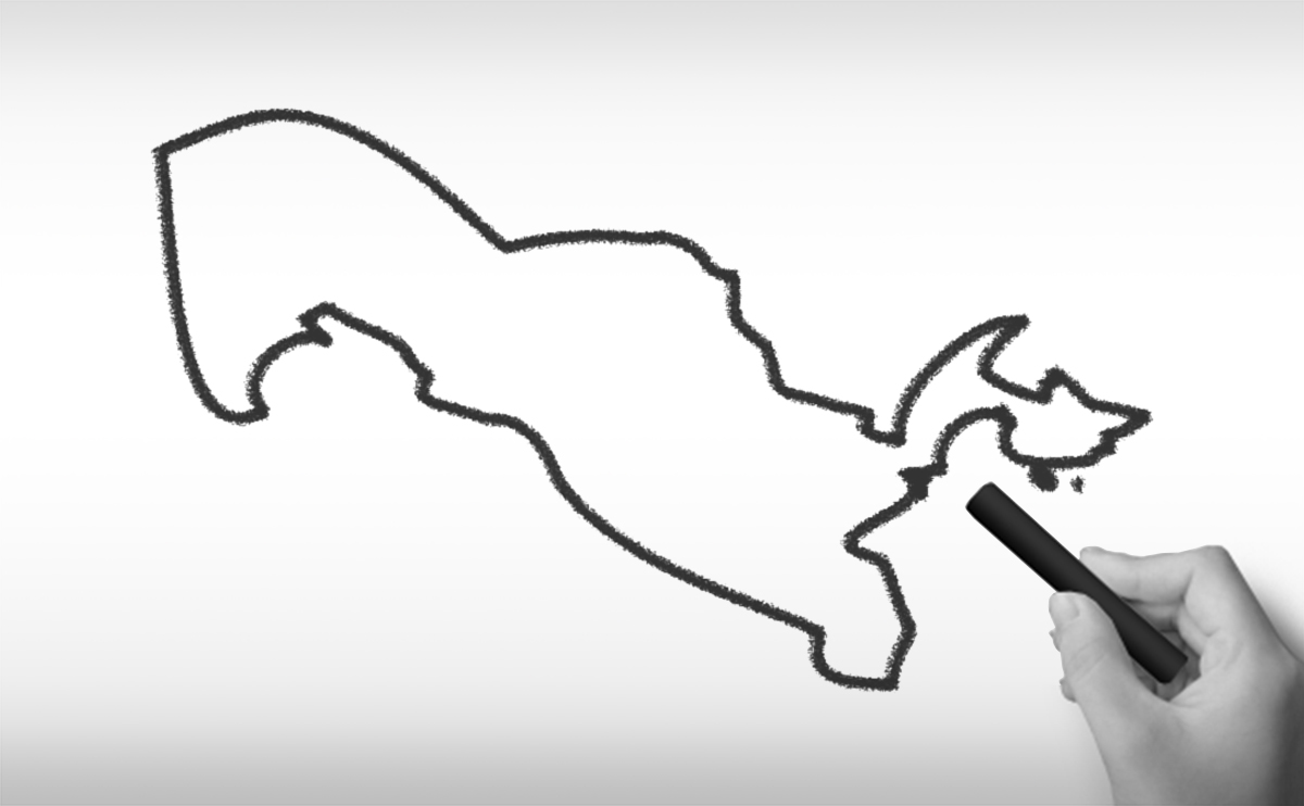 ウズベキスタン共和国の白地図イラスト