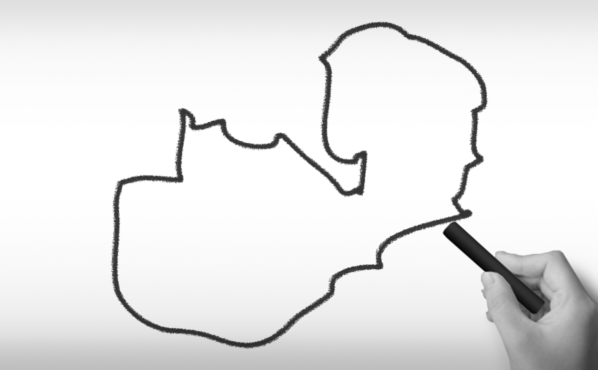 ザンビア共和国の白地図イラスト