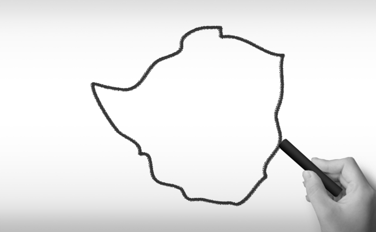 ジンバブエ共和国の白地図イラスト