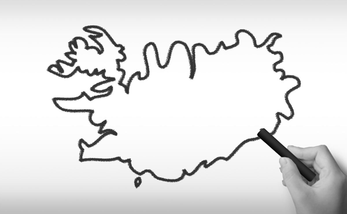 アイスランド共和国の白地図イラスト