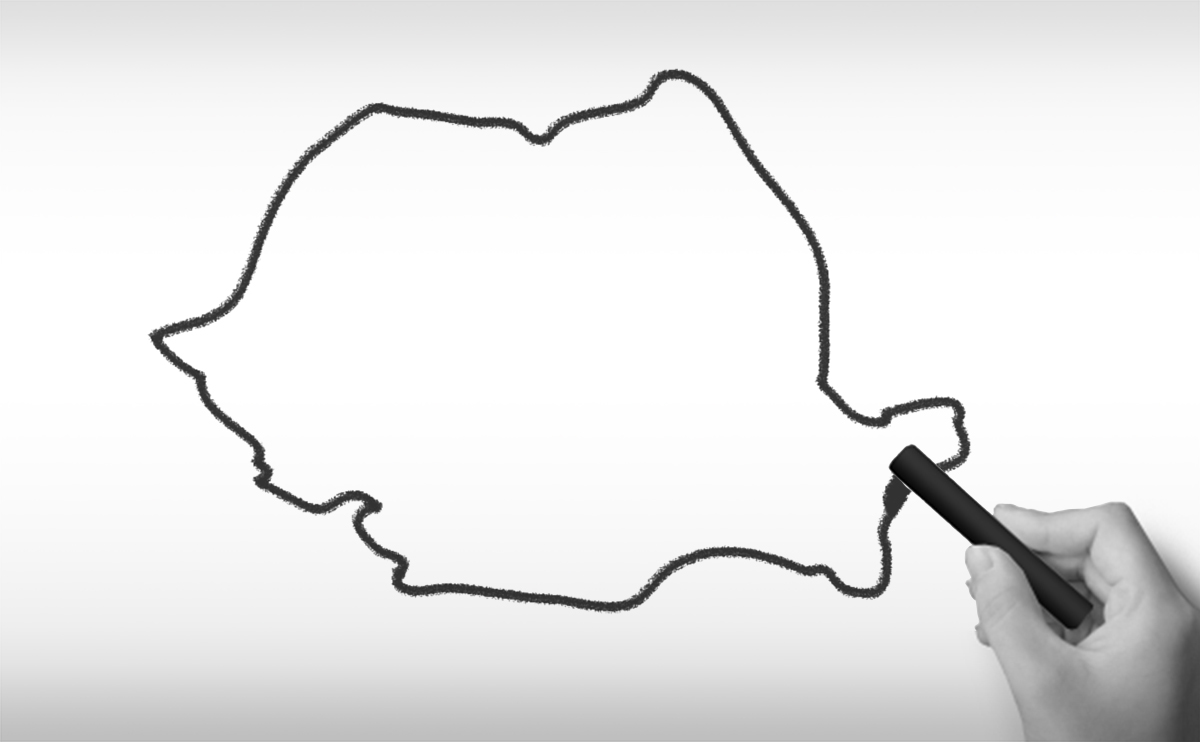 ルーマニアの白地図イラスト