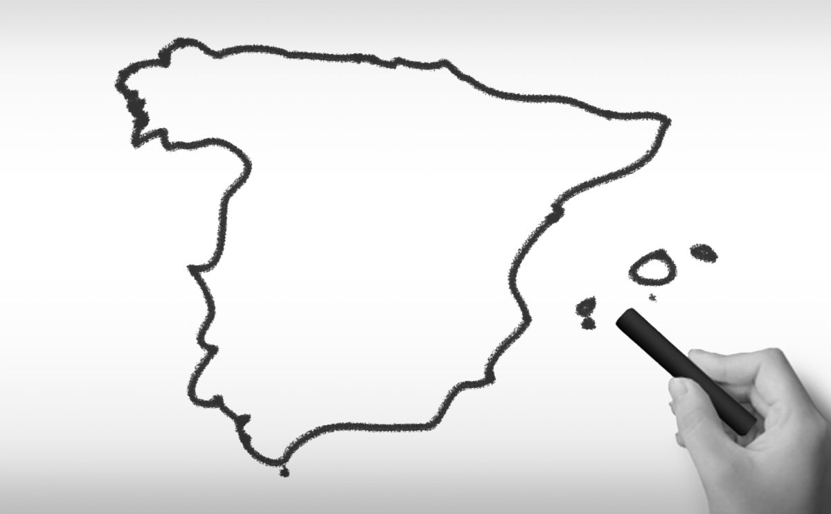 スペインの白地図イラスト