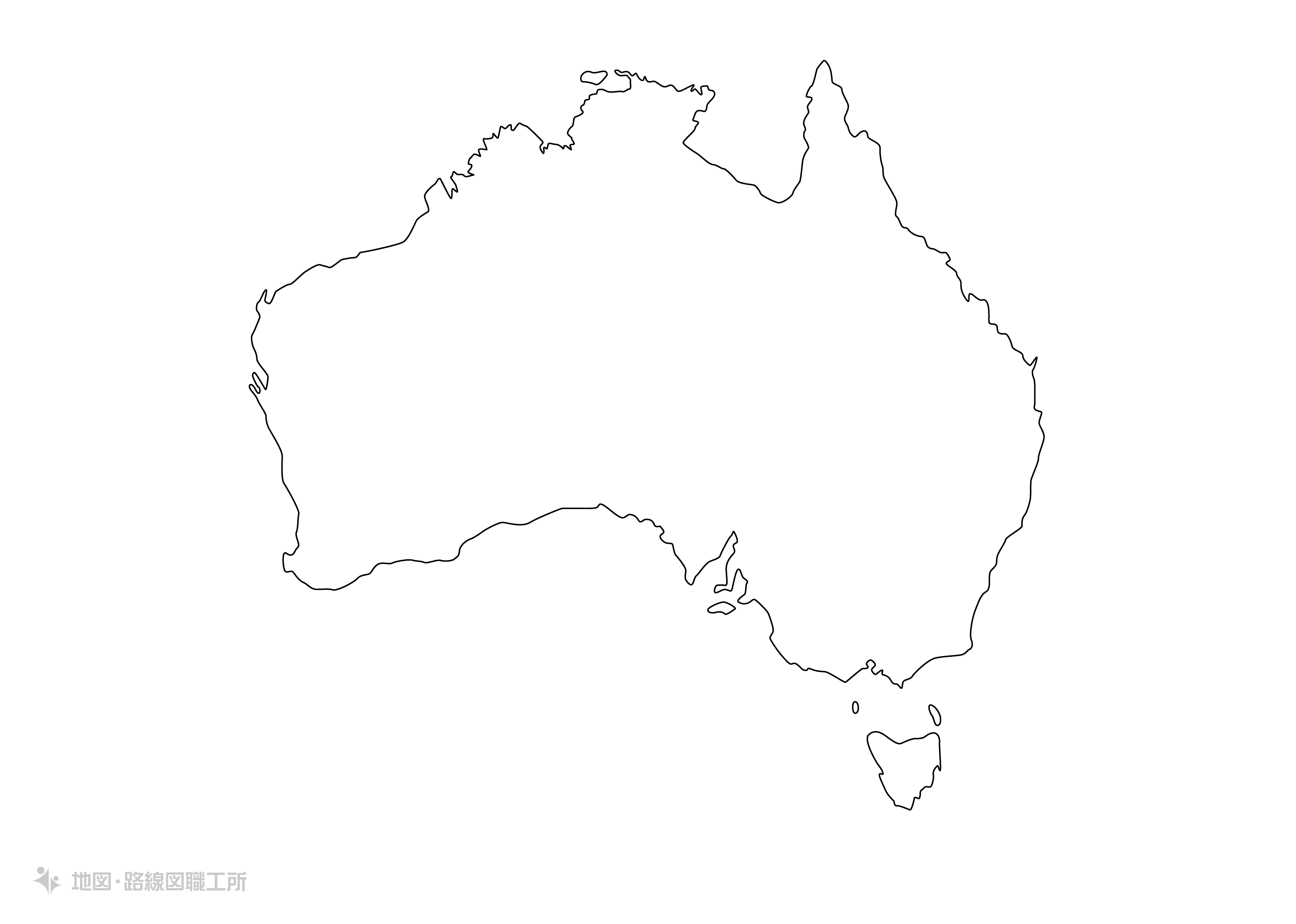 白地図フリーイラスト｜オーストラリア連邦・無地