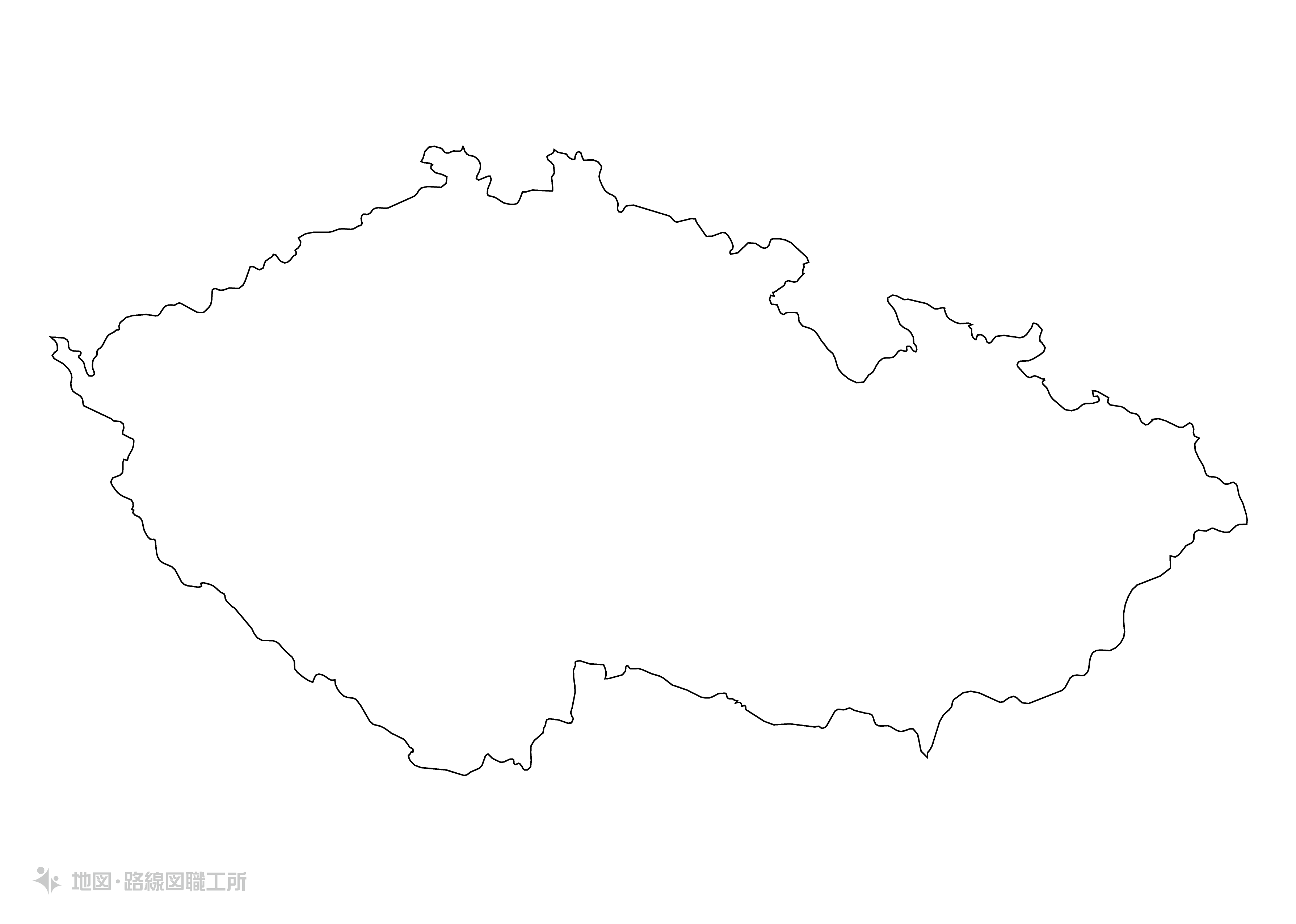 白地図フリーイラスト｜チェコ共和国・無地