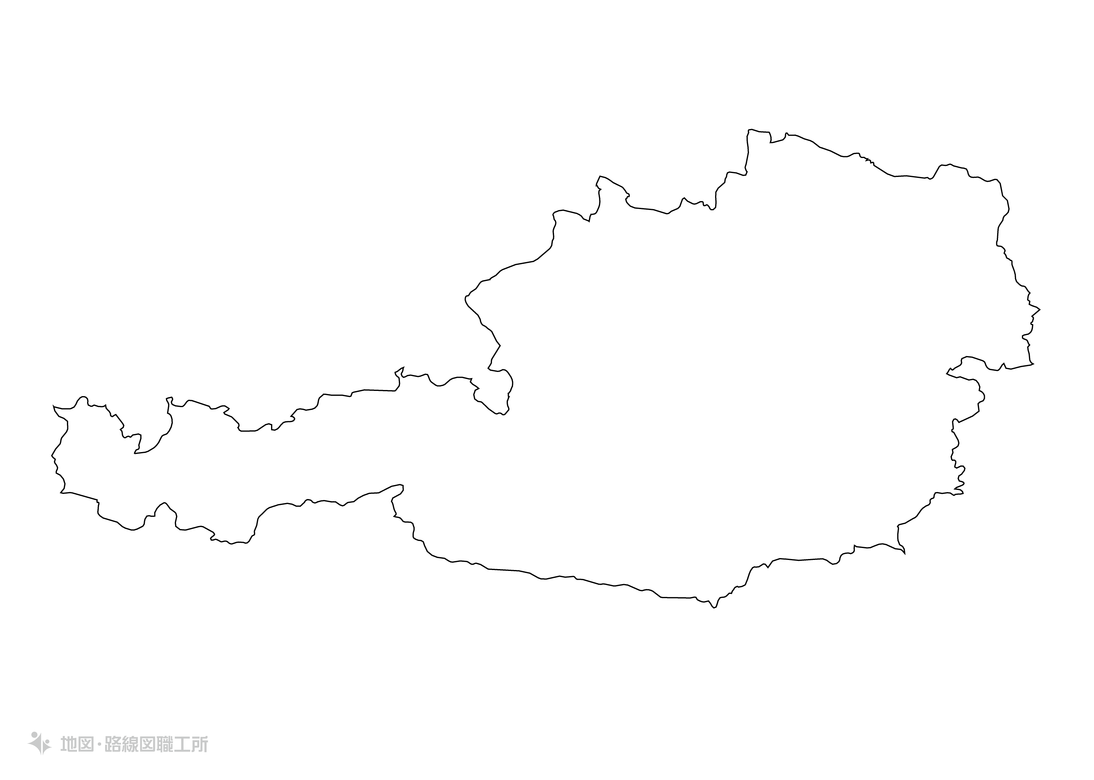 世界の白地図 オーストリア共和国 republic-of-austria map