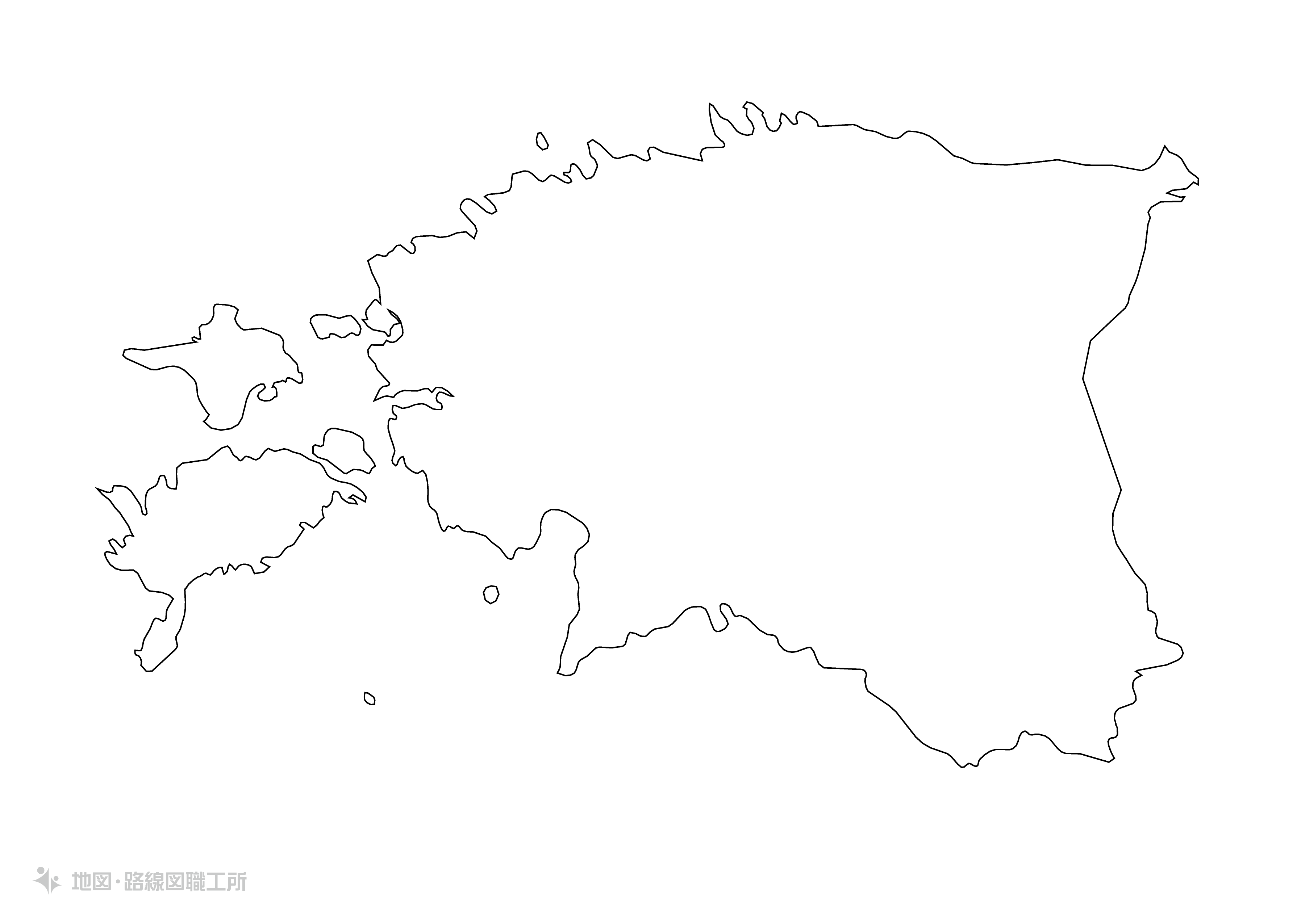 エストニア共和国の白地図 首都名あり を無料ダウンロード