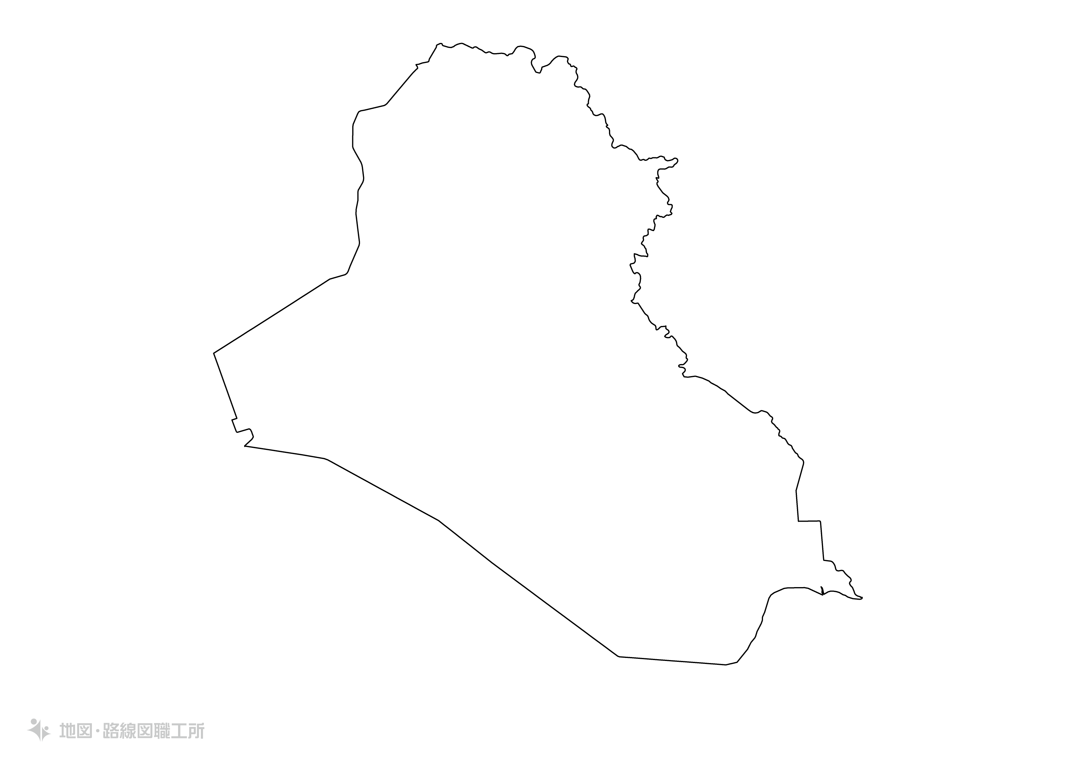 世界の白地図 イラク共和国 republic-of-iraq map