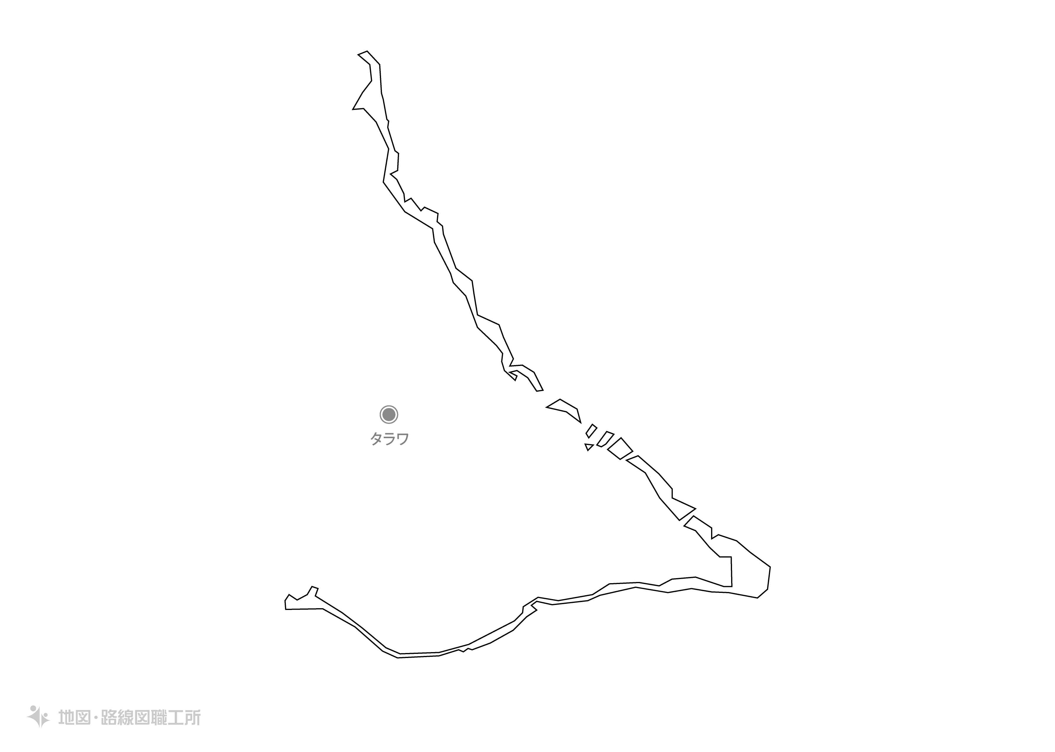 白地図フリーイラスト｜キリバス共和国・首都名