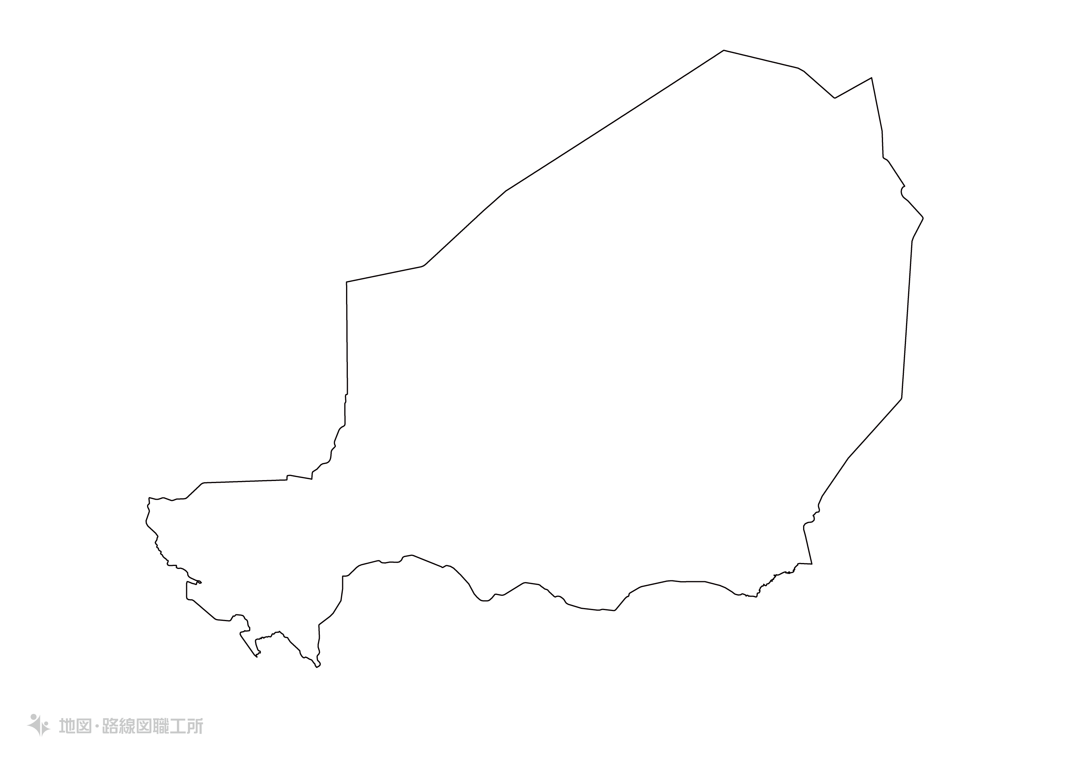 白地図フリーイラスト｜ニジェール共和国・無地