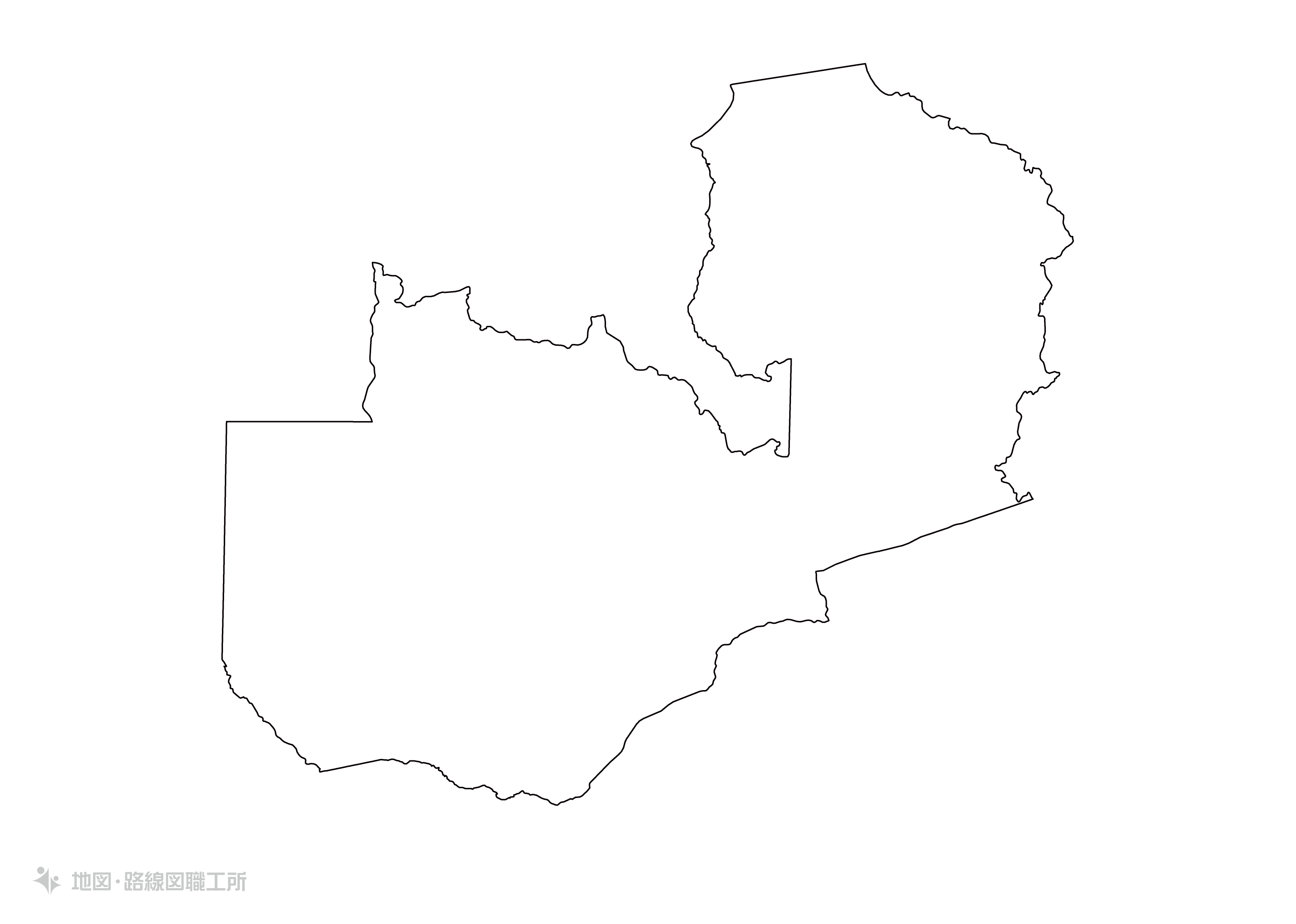 白地図フリーイラスト｜ザンビア共和国・無地