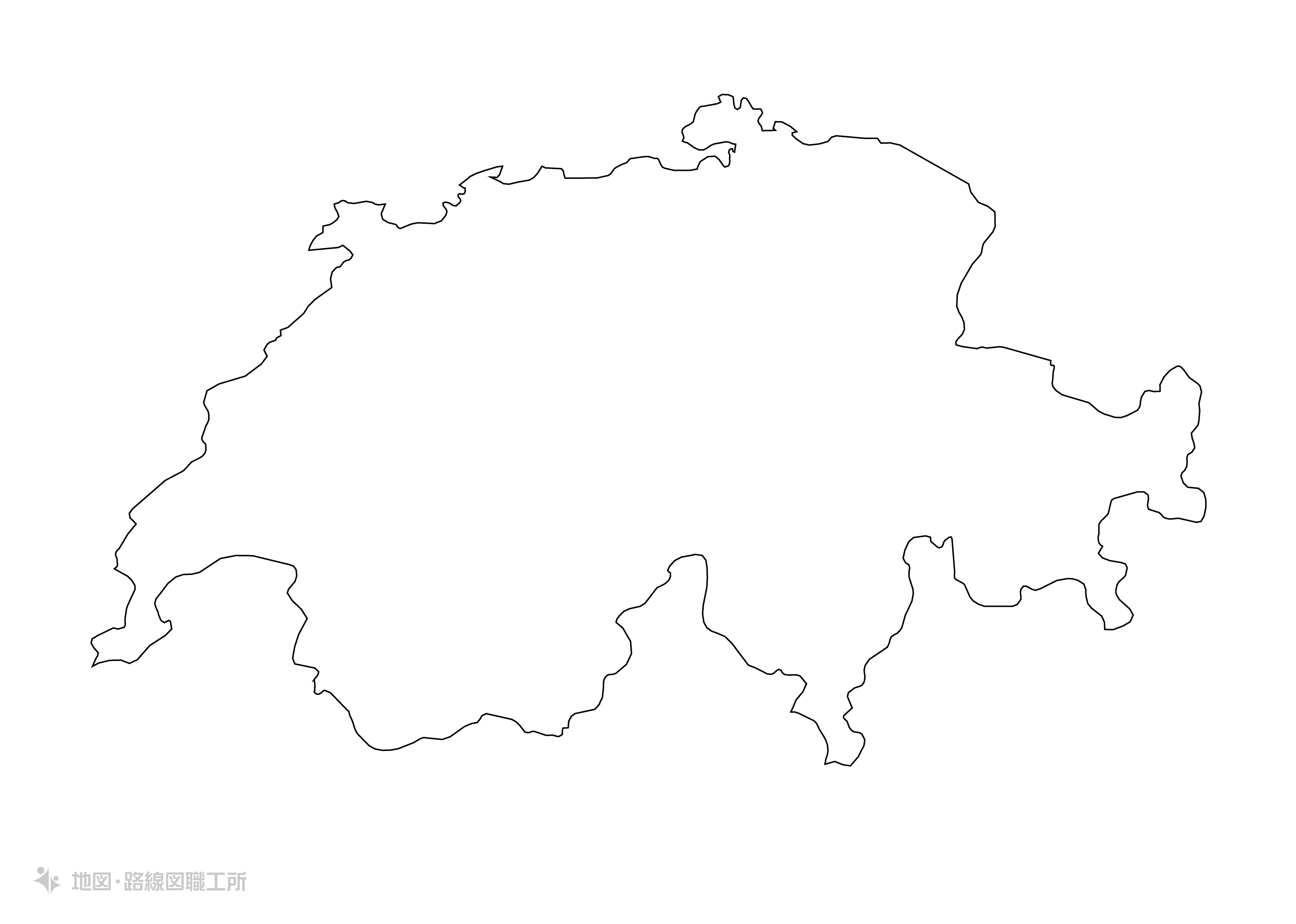 白地図フリーイラスト｜スイス連邦・無地