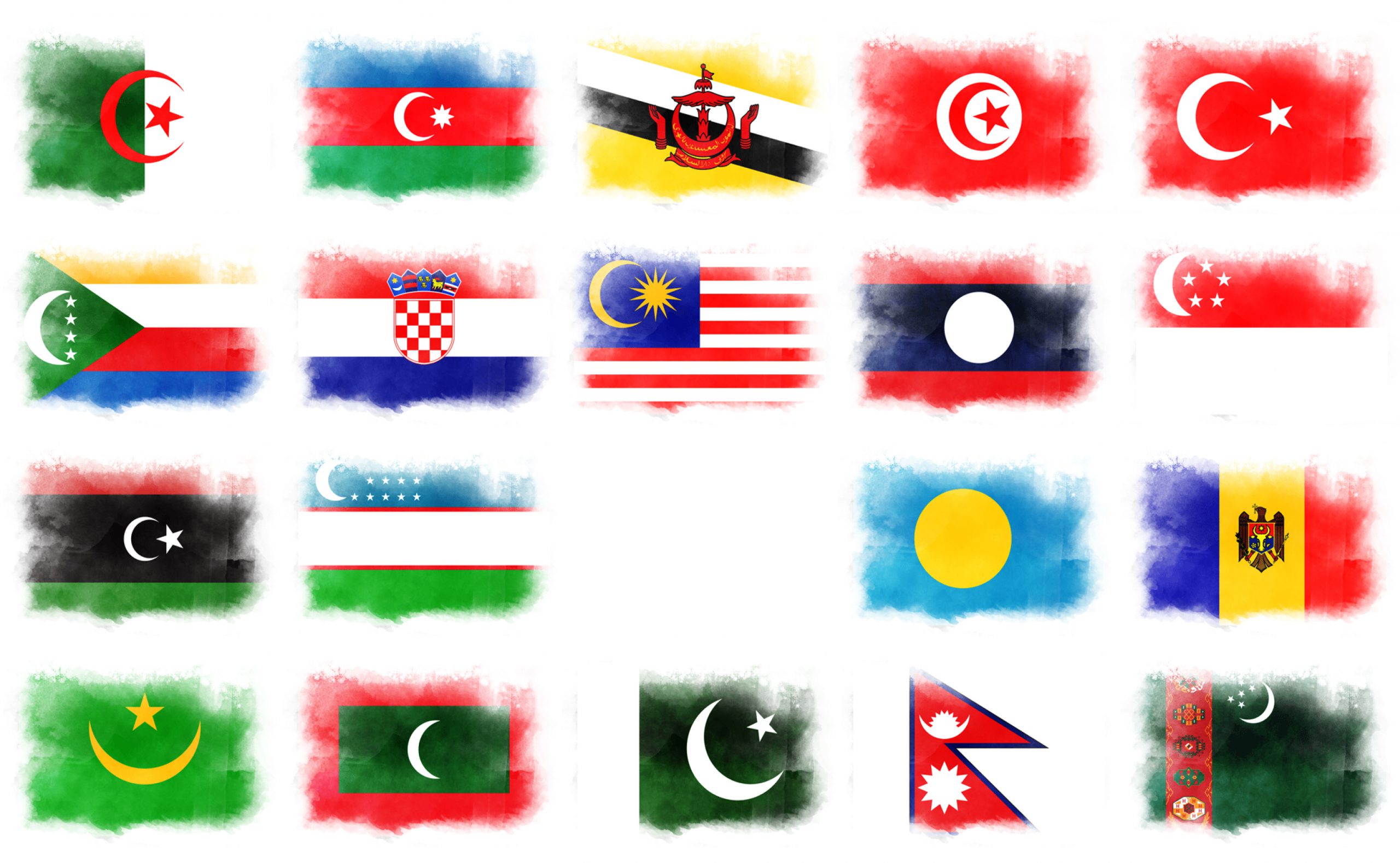 月がデザインされた国旗１９ヵ国一覧