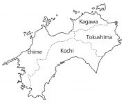 四国地方4県の地図イラストを無料ダウンロード