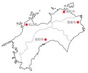 四国地方4県の地図イラストを無料ダウンロード
