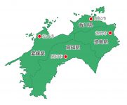 四国地方4県の地図イラストを無料ダウンロード