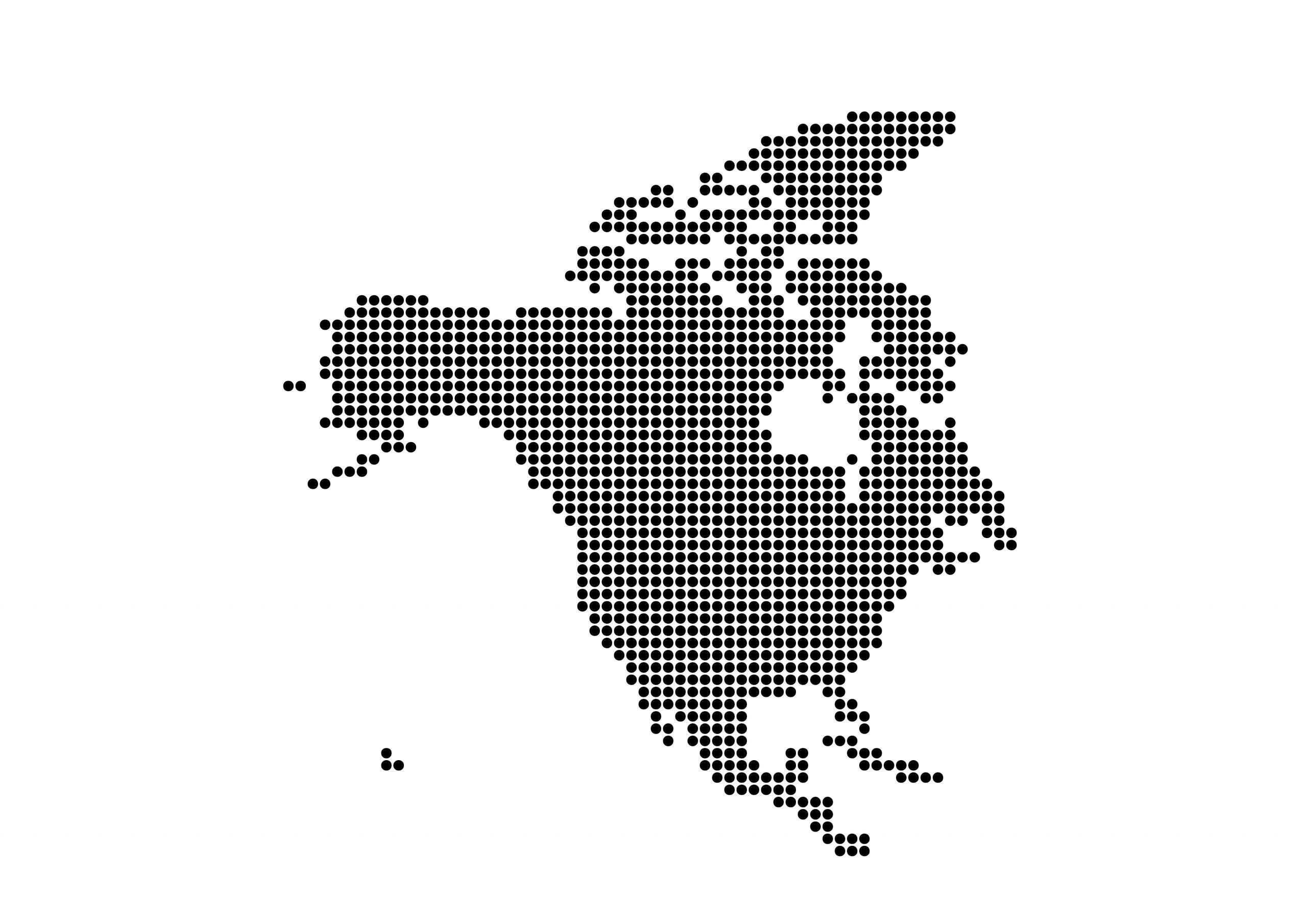 世界地図(北アメリカ)無料フリーイラスト｜ドット(黒)