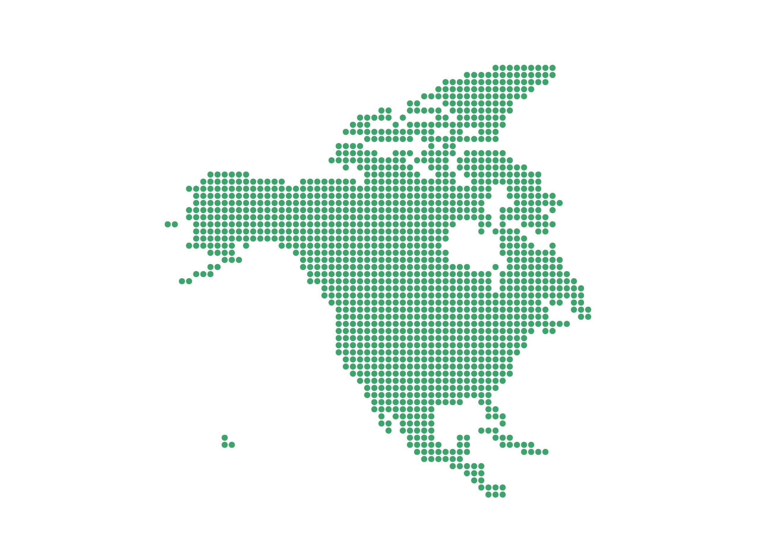 世界地図(北アメリカ)無料フリーイラスト｜ドット(緑)