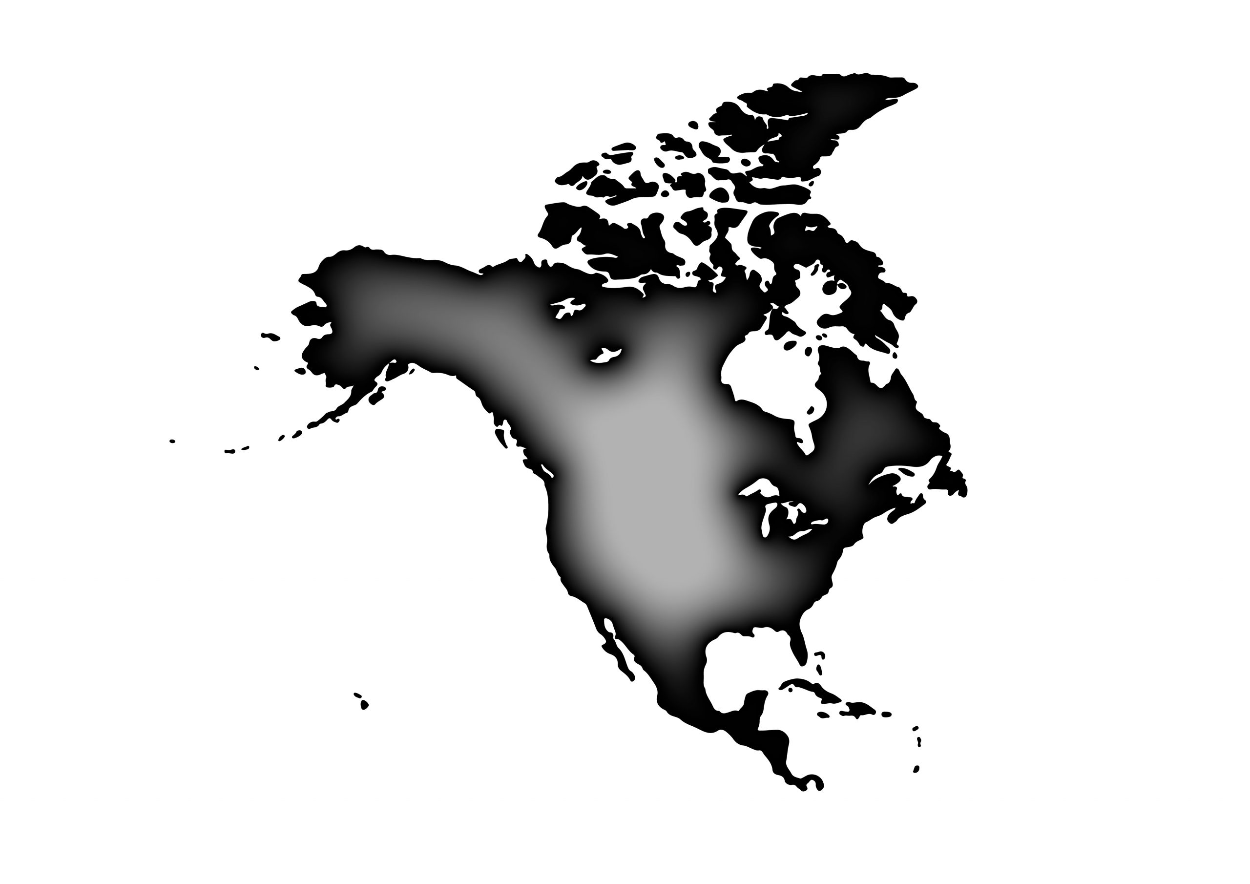 世界地図(北アメリカ)無料フリーイラスト｜ふくらみ(黒)