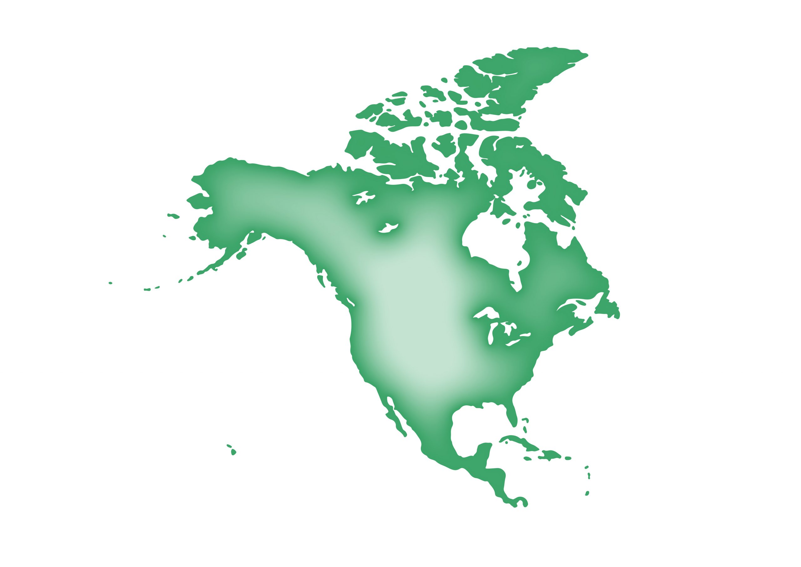 世界地図(北アメリカ)無料フリーイラスト｜ふくらみ(緑)