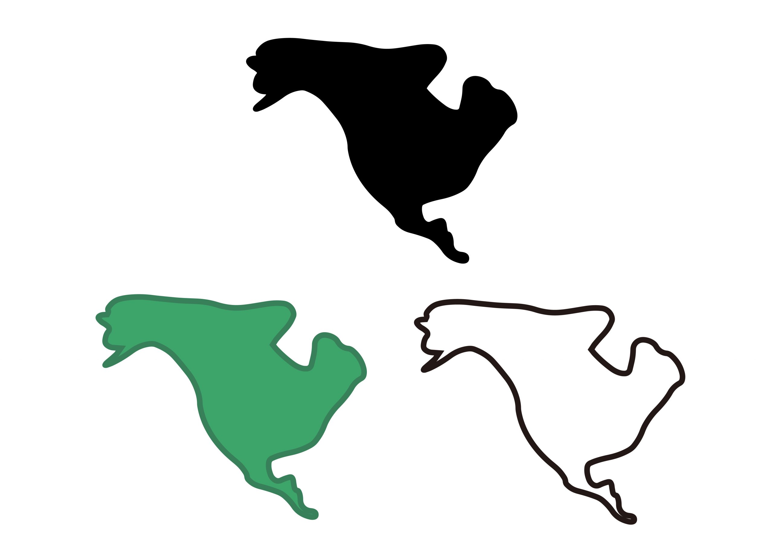 世界地図(北アメリカ)無料フリーイラスト｜簡易太線(3色)