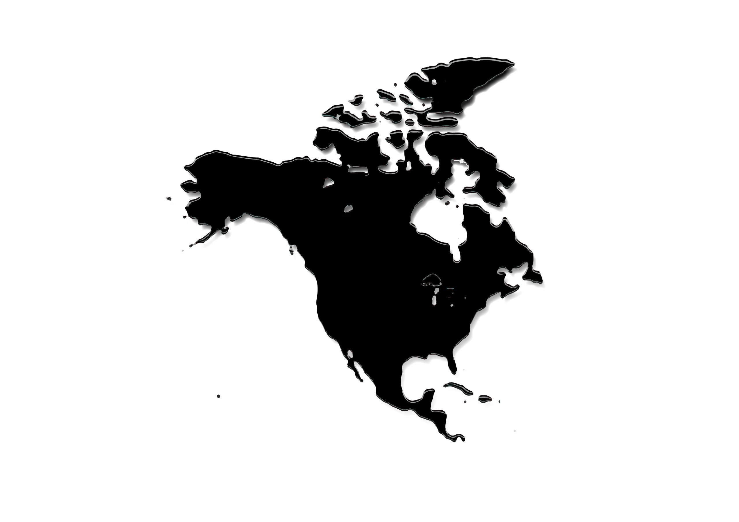 世界地図(北アメリカ)無料フリーイラスト｜金属板(黒)