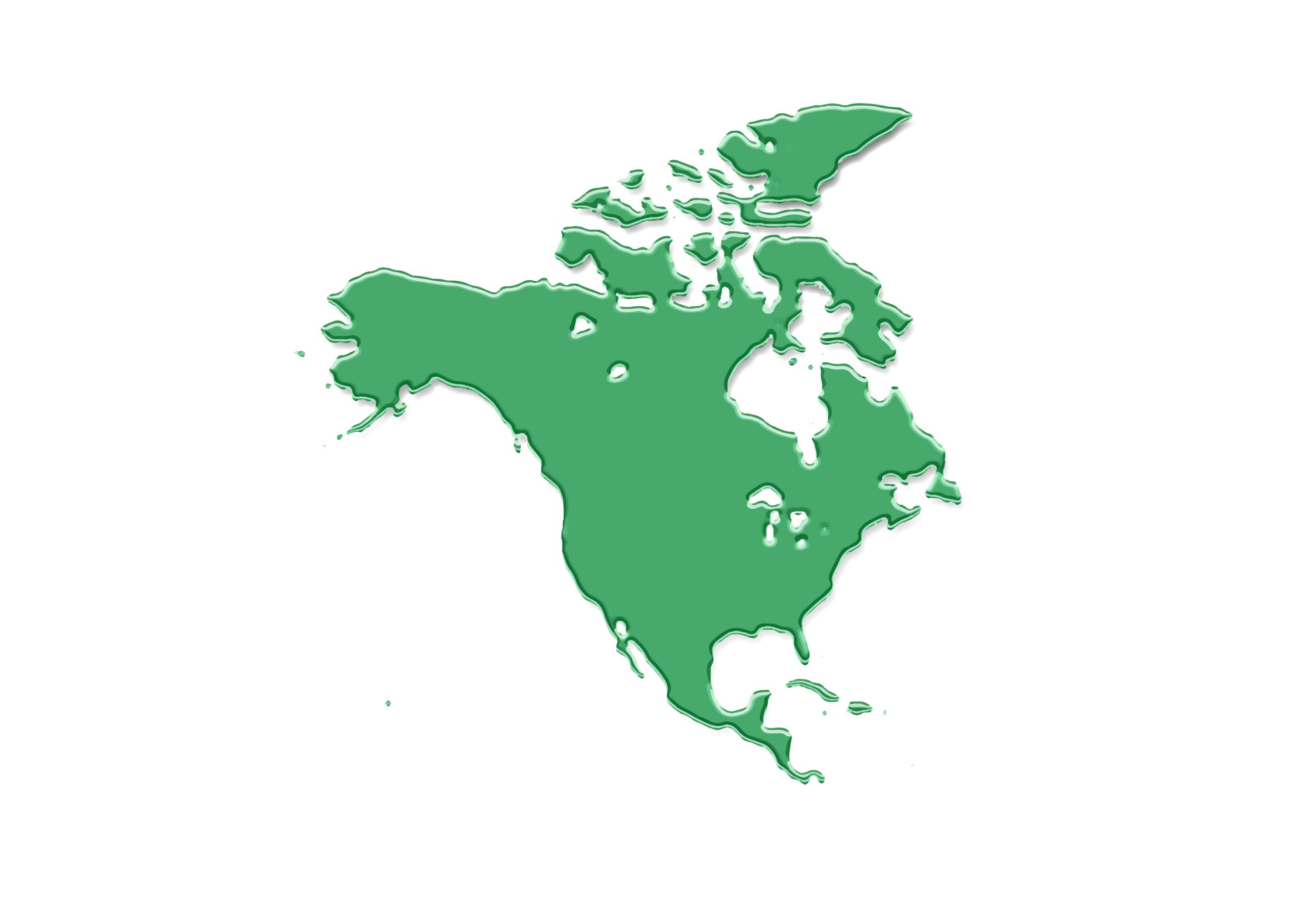 世界地図(北アメリカ)無料フリーイラスト｜金属板(緑)