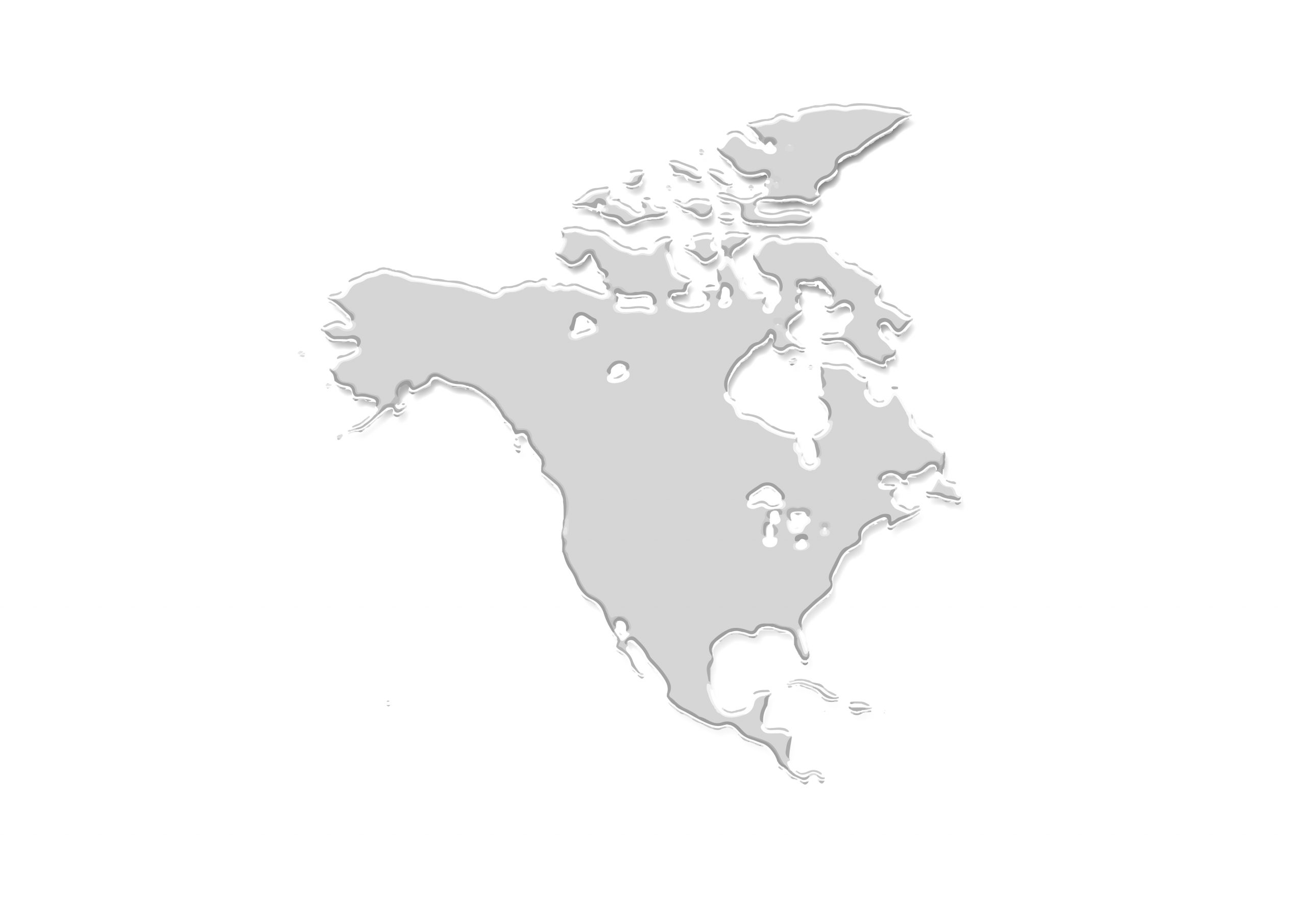 世界地図(北アメリカ)無料フリーイラスト｜金属板(白)