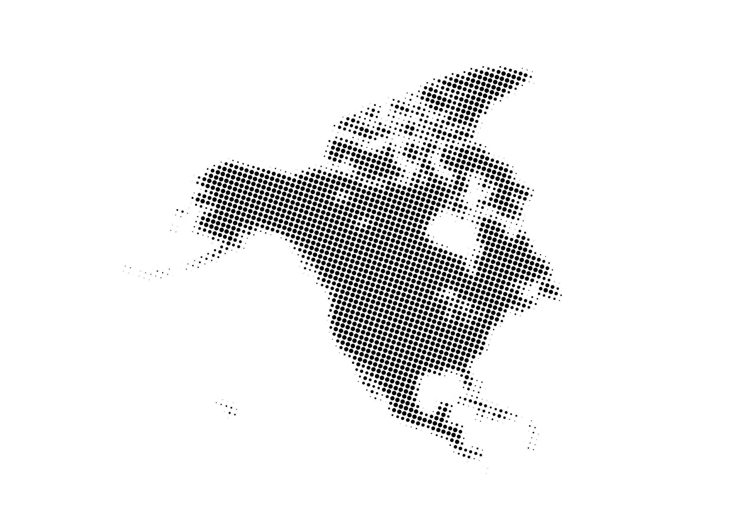 世界地図(北アメリカ)無料フリーイラスト｜毛点(黒)