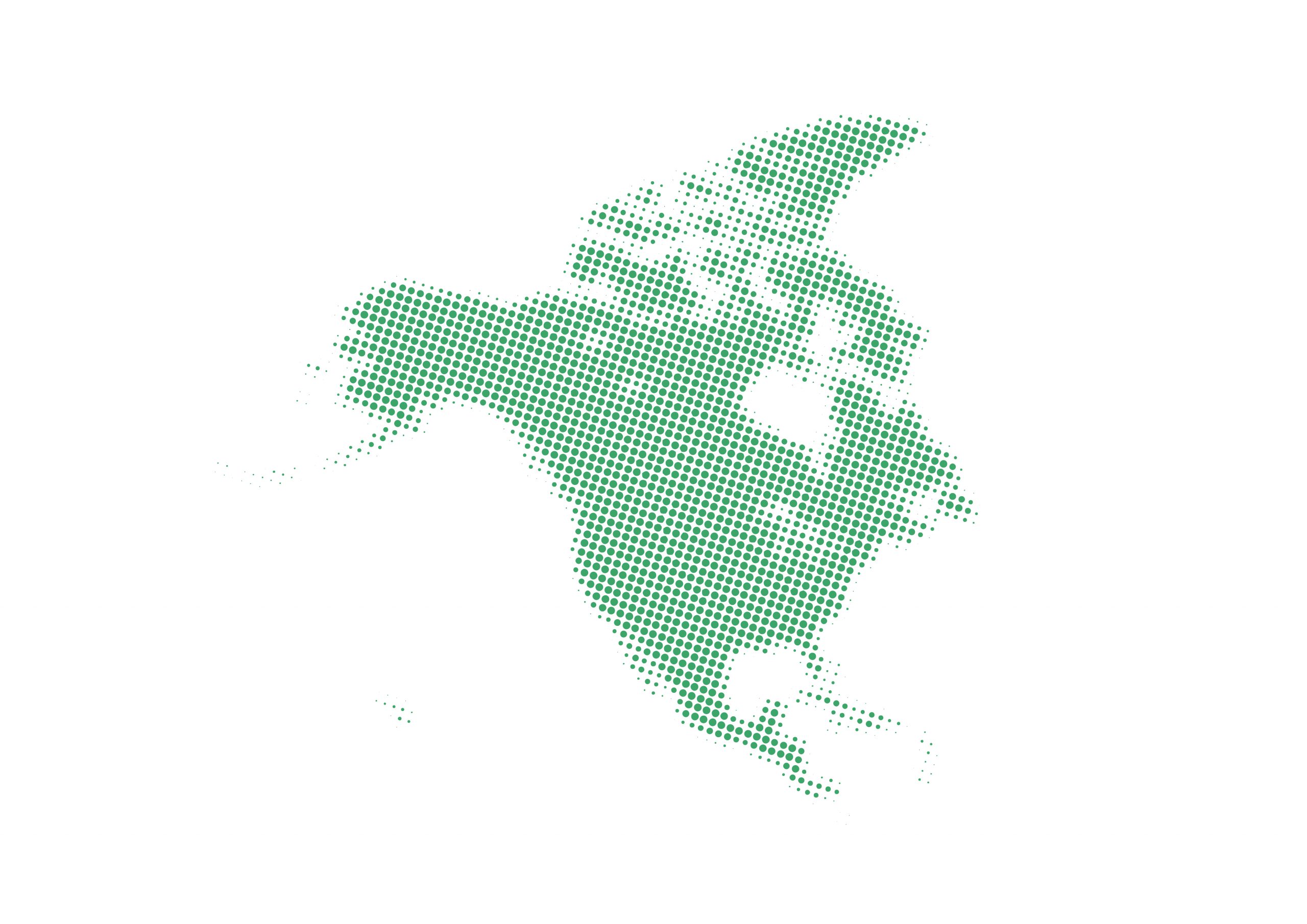 世界地図(北アメリカ)無料フリーイラスト｜毛点(緑)