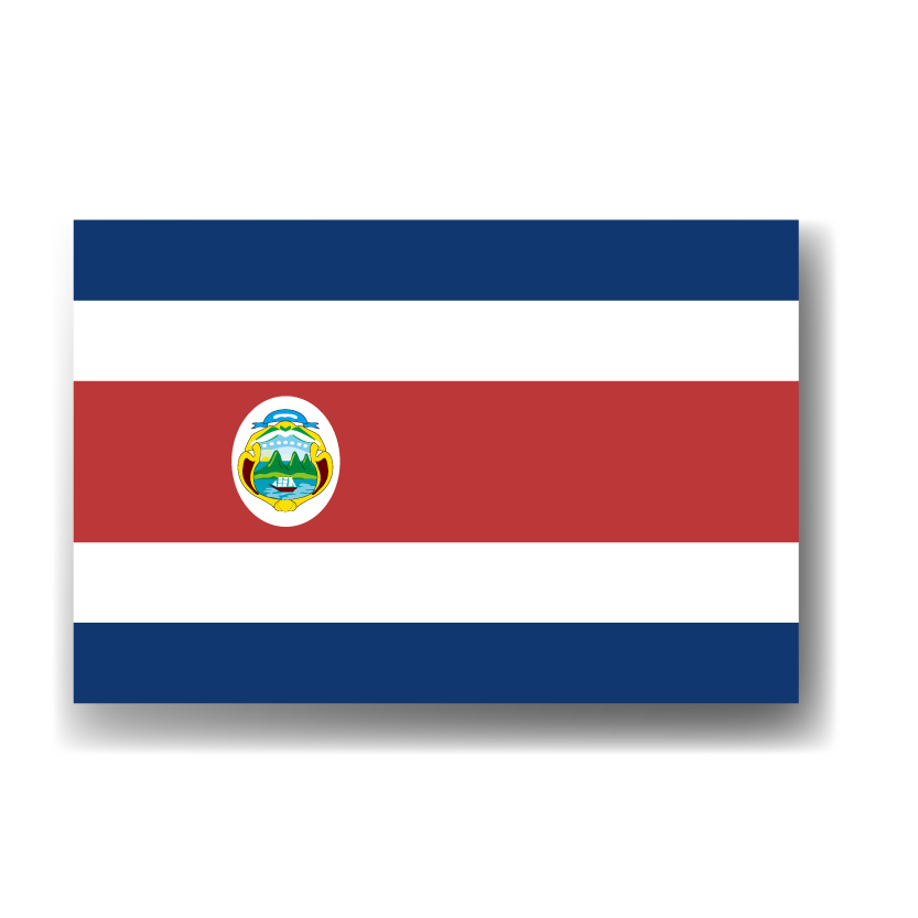 コスタリカ共和国の国旗-ドロップシャドウ