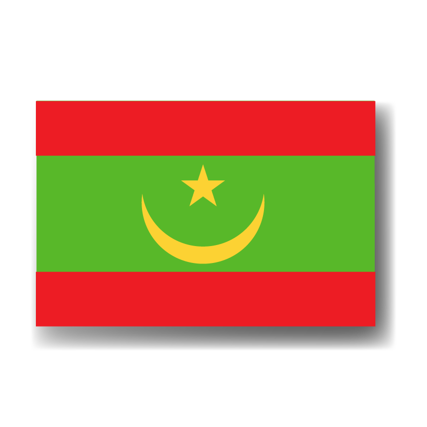 モーリタニア・イスラム共和国の国旗-ドロップシャドウ