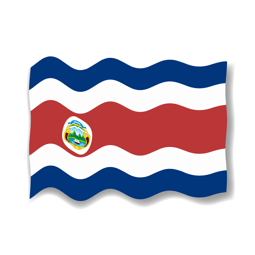コスタリカ共和国の国旗-波