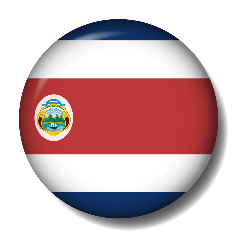 コスタリカ共和国の国旗-缶バッジ
